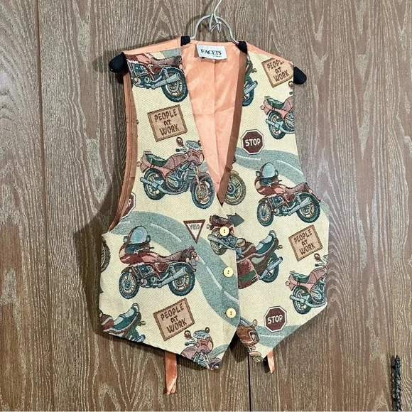 Facets Jackets & Blazers - Facets by Mirrors Motorcycle Large Copper Brown Vintage Vest Jacket Tapestry Top